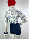 1960s vintage indian cotton novelty print crop blouse shirt / hippie / Festival / cheese cloth
