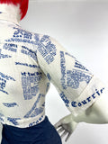1960s vintage indian cotton novelty print crop blouse shirt / hippie / Festival / cheese cloth