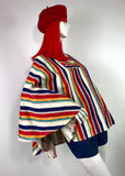 1970s vintage Richard Shops striped denim cape / Mod / spring coat / Festival