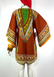 1970s vintage cotton kaftan / smock dress / 60s / Festival / Hippie / aztec / wizard sleeves
