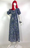1970s vintage lurex metallic maxi dress / party dress / Disco / puff sleeves