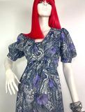 1970s vintage lurex metallic maxi dress / party dress / Disco / puff sleeves