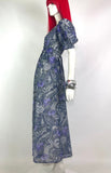 1970s vintage lurex metallic maxi dress / party dress / Disco / puff sleeves