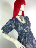 1970s vintage lurex metallic maxi dress / party dress / Disco / puff sleeves