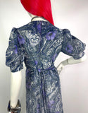 1970s vintage lurex metallic maxi dress / party dress / Disco / puff sleeves