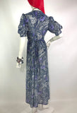 1970s vintage lurex metallic maxi dress / party dress / Disco / puff sleeves