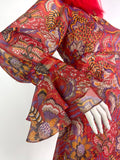 1960s vintage gold & red psychedelic lurex metallic mini dress / DISCO / ruffles / Mod