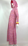1970s vintage paisley psychedelic hood maxi dress / Hippie / Festival / Mod