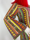 1960s vintage striped psychedelic cotton kaftan dress / Pop Art / Funky / 70s Hippie