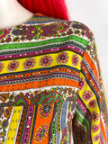 1960s vintage striped psychedelic cotton kaftan dress / Pop Art / Funky / 70s Hippie