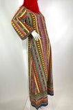 1960s vintage striped psychedelic cotton kaftan dress / Pop Art / Funky / 70s Hippie