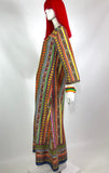 1960s vintage striped psychedelic cotton kaftan dress / Pop Art / Funky / 70s Hippie