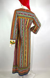 1960s vintage striped psychedelic cotton kaftan dress / Pop Art / Funky / 70s Hippie
