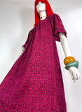 1960s vintage indian cotton Kaftan dress / Hippie / Festival / Woodstock / block print