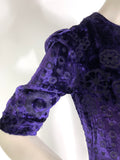 1960s vintage purple crush velvet deco maxi dress 70s Hippie / Biba / Bus Stop