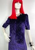 1960s vintage purple crush velvet deco maxi dress 70s Hippie / Biba / Bus Stop
