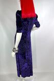 1960s vintage purple crush velvet deco maxi dress 70s Hippie / Biba / Bus Stop