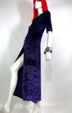 1960s vintage purple crush velvet deco maxi dress 70s Hippie / Biba / Bus Stop