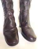 1960s 70s vintage brown LEATHER PLATFORM BOOTS / Made in England / Glam Rock