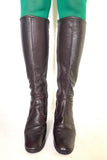 1960s 70s vintage brown LEATHER PLATFORM BOOTS / Made in England / Glam Rock