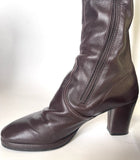 1960s 70s vintage brown LEATHER PLATFORM BOOTS / Made in England / Glam Rock
