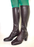 1960s 70s vintage brown LEATHER PLATFORM BOOTS / Made in England / Glam Rock