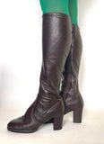 1960s 70s vintage brown LEATHER PLATFORM BOOTS / Made in England / Glam Rock
