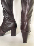 1960s 70s vintage brown LEATHER PLATFORM BOOTS / Made in England / Glam Rock