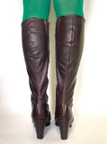 1960s 70s vintage brown LEATHER PLATFORM BOOTS / Made in England / Glam Rock