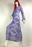 1960s vintage purple psychedelic maxi dress / Dollybird / groovy / 70s / Hippie