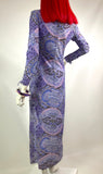 1960s vintage purple psychedelic maxi dress / Dollybird / groovy / 70s / Hippie