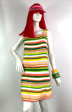 1960s vintage multi stripe terry towelling Mod mini dress  / Holiday / Beach