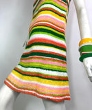 1960s vintage multi stripe terry towelling Mod mini dress  / Holiday / Beach