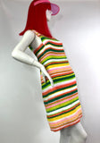 1960s vintage multi stripe terry towelling Mod mini dress  / Holiday / Beach