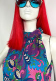 1970s vintage purple & green swirly psychedelic maxi dress / 60s Hippie / Festival