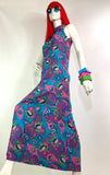 1970s vintage purple & green swirly psychedelic maxi dress / 60s Hippie / Festival