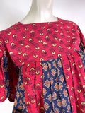 1960s vintage indian cotton tunic smock top / shirt / hippie / 70s / boho / block print
