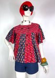 1960s vintage indian cotton tunic smock top / shirt / hippie / 70s / boho / block print
