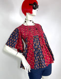 1960s vintage indian cotton tunic smock top / shirt / hippie / 70s / boho / block print