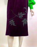 Kate Beaver vintage 70s velvet smock pinafore midi dress 70s Hippie / Aubrey beardsley