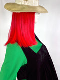 Kate Beaver vintage 70s velvet smock pinafore midi dress 70s Hippie / Aubrey beardsley