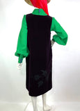 Kate Beaver vintage 70s velvet smock pinafore midi dress 70s Hippie / Aubrey beardsley