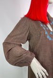 Kate Beaver 70s vintage cotton prairie smock midi dress / boho / Arts & crafts / 60s