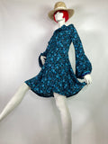 Ann Reeves 1960s vintage flower print Mod mini dress  / balloon sleeves / Biba / Bus Stop