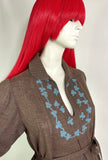 Kate Beaver 70s vintage cotton prairie smock midi dress / boho / Arts & crafts / 60s