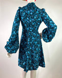 Ann Reeves 1960s vintage flower print Mod mini dress  / balloon sleeves / Biba / Bus Stop