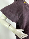 1970s vintage plum wool cape / jacket / coat / Mod / hood / autumn / hippie / boho