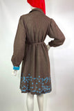 Kate Beaver 70s vintage cotton prairie smock midi dress / boho / Arts & crafts / 60s