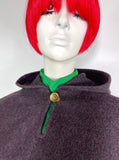 1970s vintage plum wool cape / jacket / coat / Mod / hood / autumn / hippie / boho