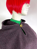 1970s vintage plum wool cape / jacket / coat / Mod / hood / autumn / hippie / boho
